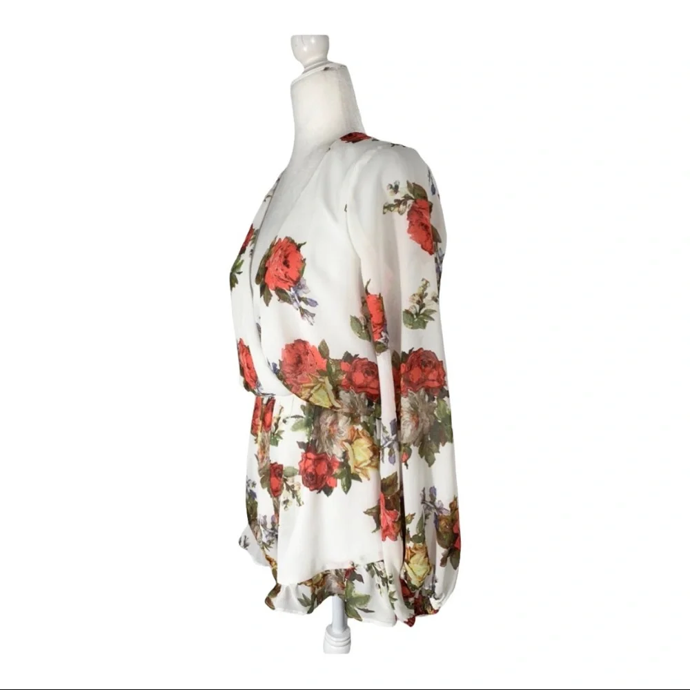 Show Me Your Mumu Rose Bonita Surplice Long Sleeve Floral Romper - Picture 3 of 9